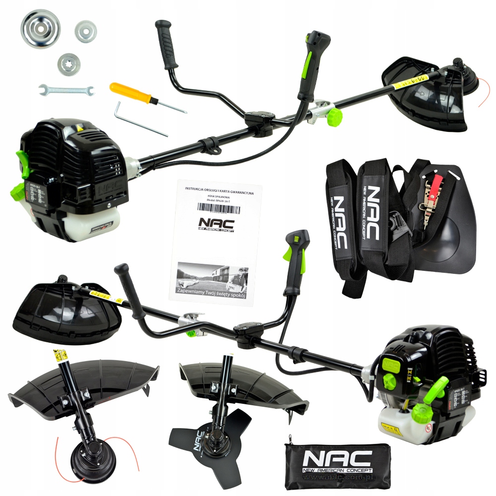 Benzínový krovinorez NAC 3,6 HP 42 cm s čepeľou a vyžínacou hlavou